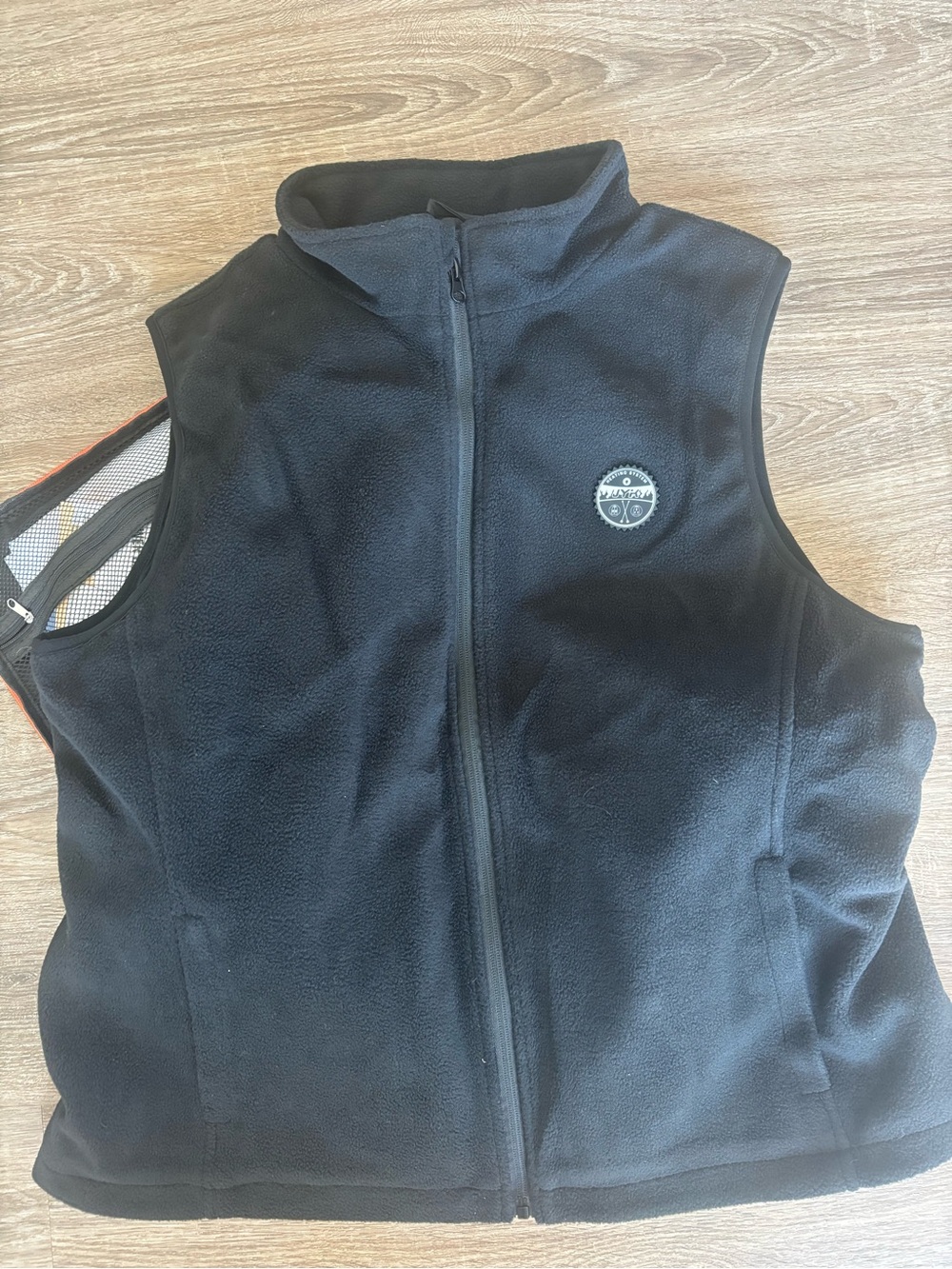 Black Fleece Zip Heated Vest with Patch Logo